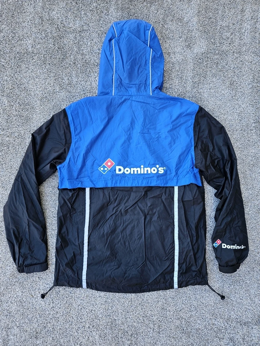 Dominos Pizza Jacket Black Blue Hooded Windbreaker Reflective Full Zip Mens M